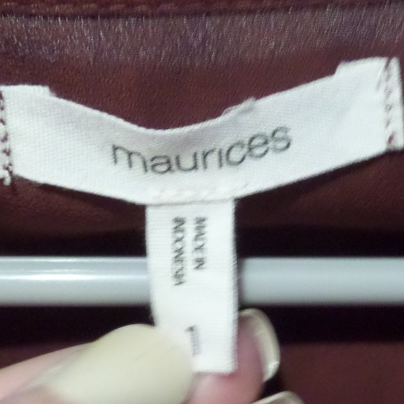 MAURICES BURGUNDY TUNIC WITH CRISSCROSS FRONT - Picture 2 of 3